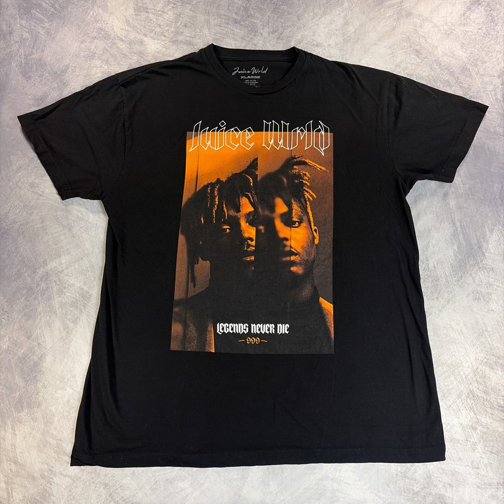 Juice Wrld T-Shirt Mens XL Black Legends Never Die 999 Graphic Tee Short Sleeve
